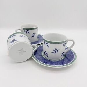 Villeroy & Boch Switch 3 Flat Cup & Saucer Blue Green Germany Porcelain Set of 3